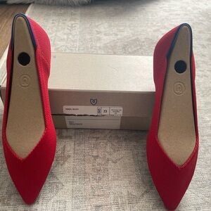 Rothy’s Red 7.5 point toe flat